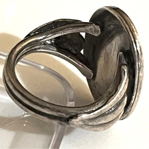 🦚🥀👑Vintage Navajo Sterling Silver Picture Jasper Ring